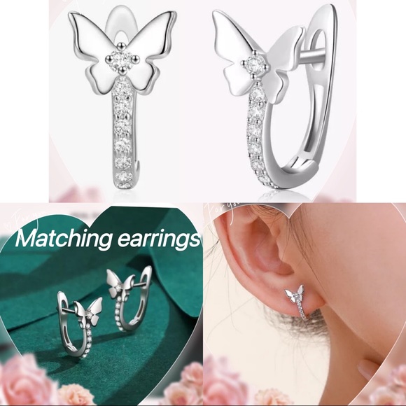 💝925 sterling silver butterfly dainty wedding band sister friendship ring gift - Picture 7 of 8